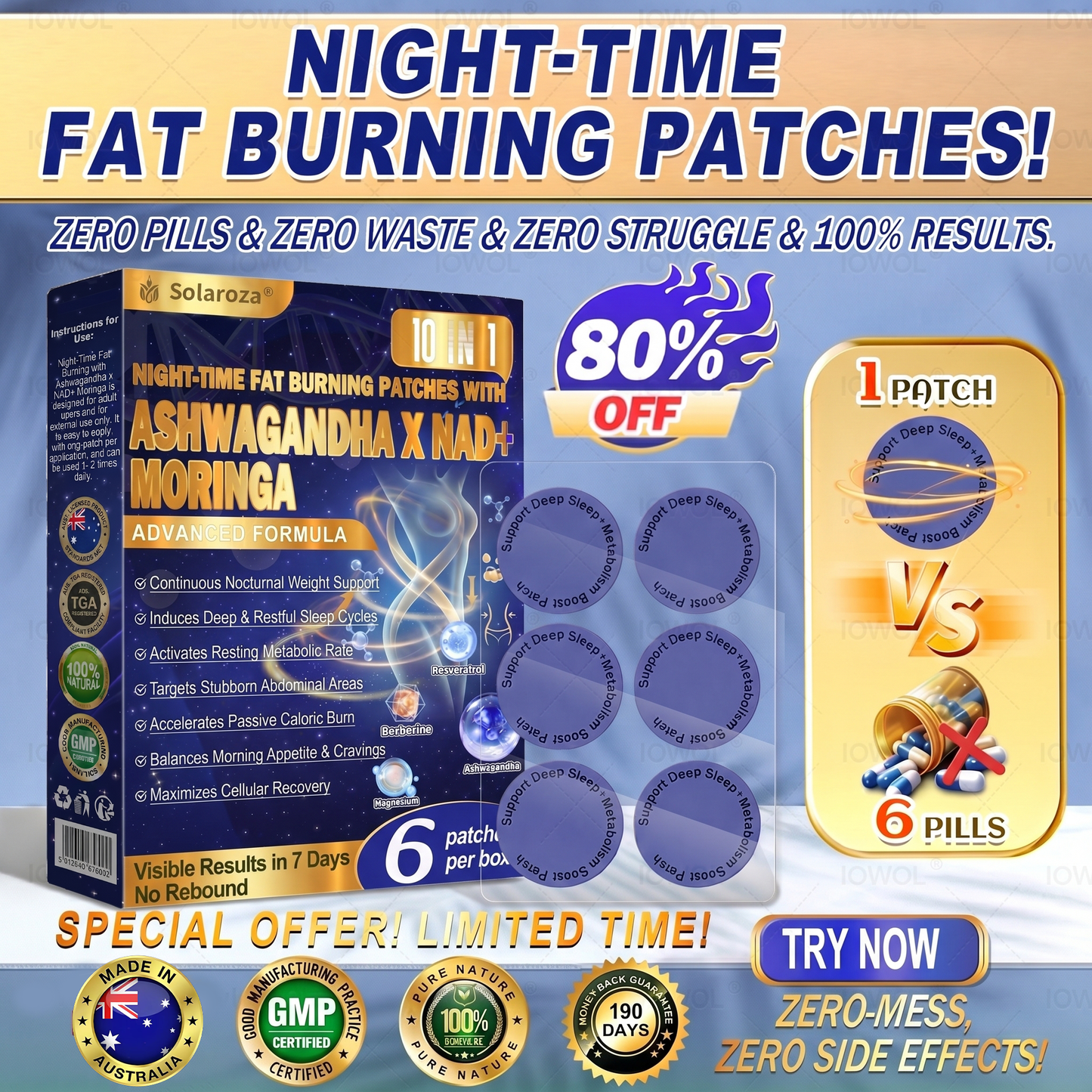 🌙 IOWOL® Night-Time Metabolic Patches! No pills, no fuss and zero waste. Just 100% support for your wellness goals.